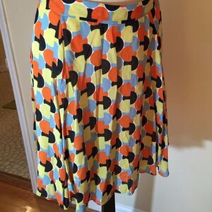 Semantiks L Silk Graphic Print Orange Blue & Brown